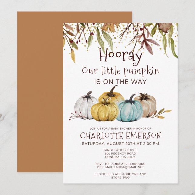 Fall Pumpkins Autumn Baby Shower Invitation (Front/Back)