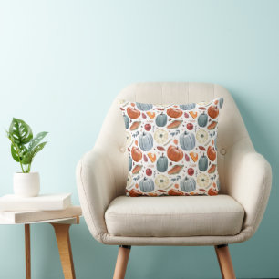 Fall Pumpkins & Autumn Leaves Pattern Cushion
