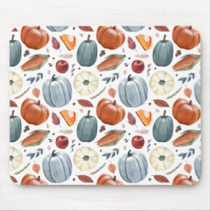 Fall Pumpkins & Autumn Leaves Pattern Mouse Mat