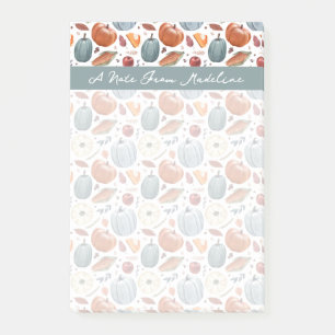 Fall Pumpkins & Autumn Leaves Pattern Post-it Notes