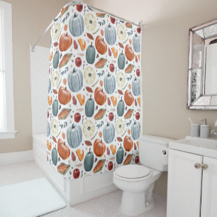 Fall Pumpkins & Autumn Leaves Pattern Shower Curtain