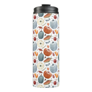 Fall Pumpkins & Autumn Leaves Pattern Thermal Tumbler