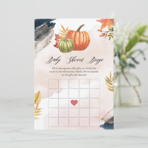 Fall Pumpkins Baby Shower Bingo Game Card