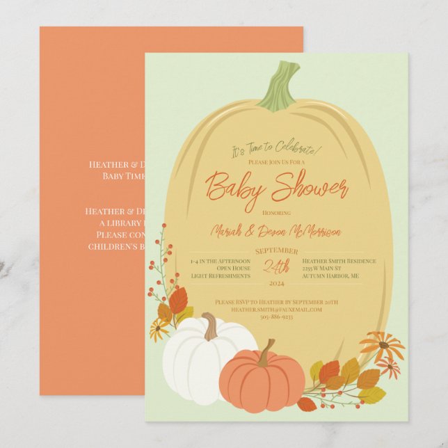 Fall Pumpkins Baby Shower Invitation (Front/Back)