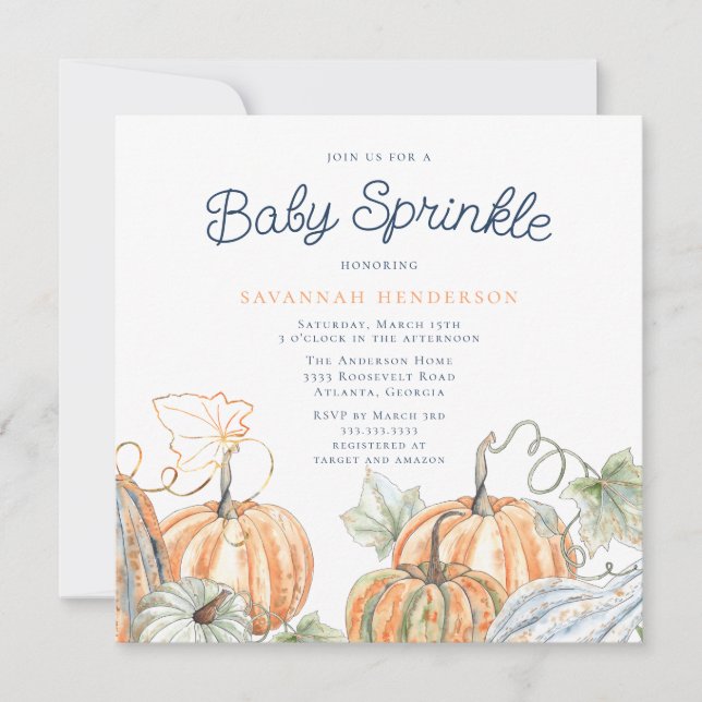 Fall Pumpkins Baby Sprinkle Invitation (Front)