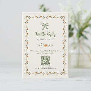 Fall Pumpkins Bow QR Code RSVP Card