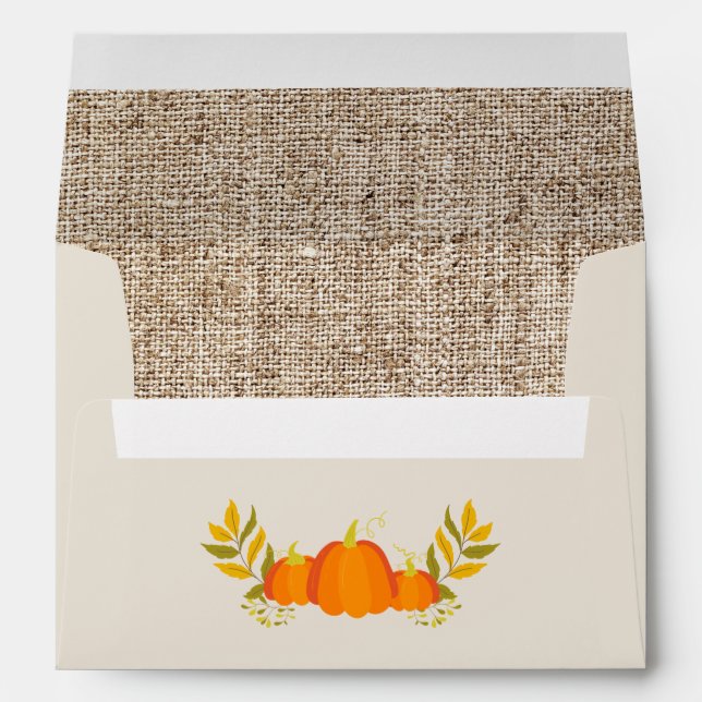 Fall Pumpkins Burlap Return Address Envelopes (Back (Bottom))