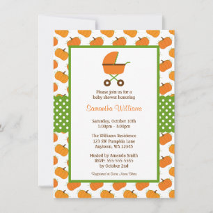 Fall Pumpkins Carriage Baby Shower Invitation