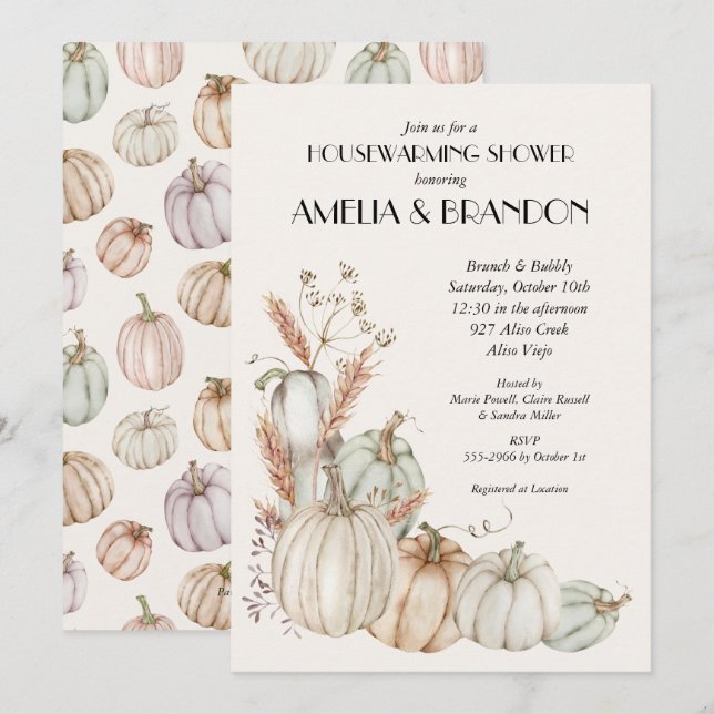 Fall Pumpkins Couples Wedding Shower  Invitation (Front/Back)