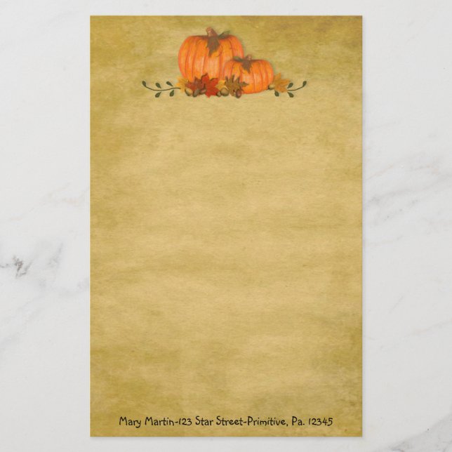 Fall Pumpkins Custom Stationery (Front)