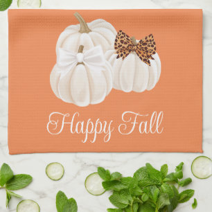 Fall Pumpkins Cute Happy Fall Tea Towel