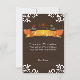 Fall Pumpkins & Dark Wood Thank You Card