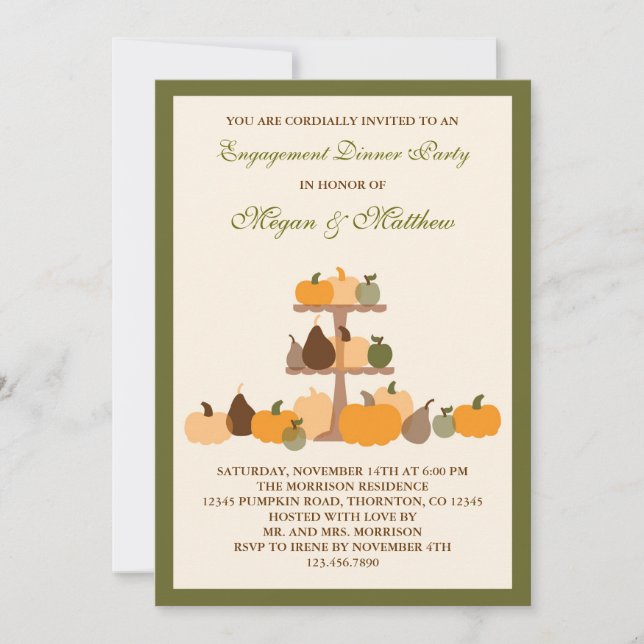 Fall Pumpkins Engagement Party Invitation (Front)