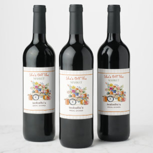 Fall Pumpkins Florals Watercolor Off The Market Wine Label