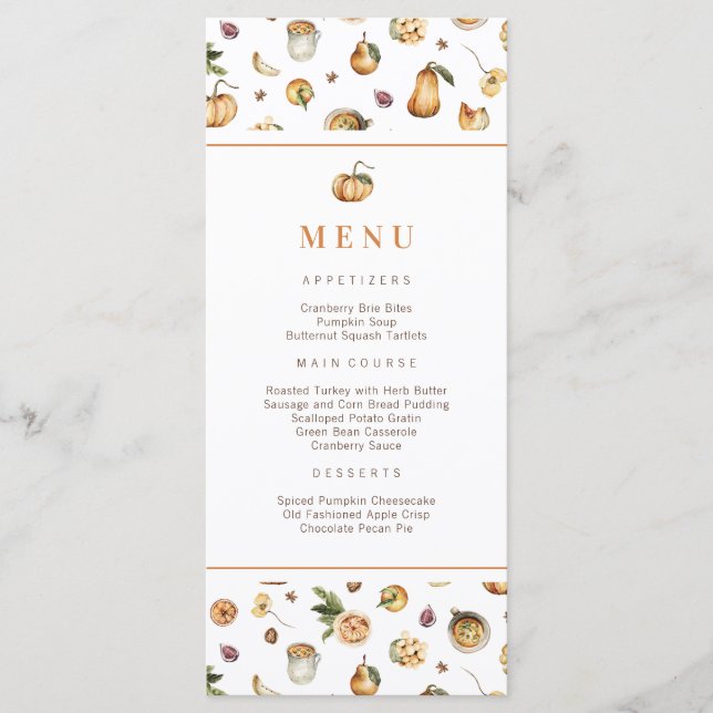 Fall Pumpkins Friendsgiving Thanksgiving Menu (Front)