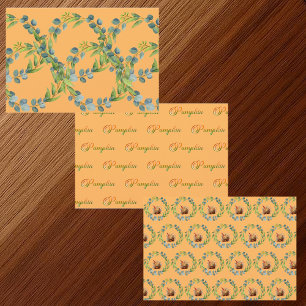 Fall Pumpkins Greenery Fall wreath Autumn Foliage Wrapping Paper Sheet