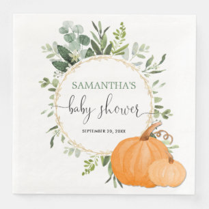 Fall Pumpkins Greenery gold eucalyptus baby shower Napkin