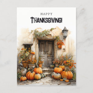 Fall Pumpkins Happy Thanksgiving Postcard
