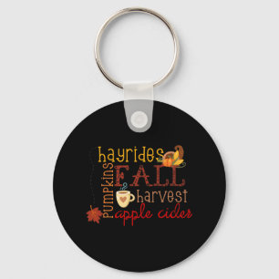 Fall Pumpkins Hayrides Harvest Apples Ciders Autum Key Ring