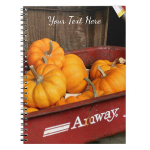 Fall Pumpkins In Old Red Wagon   Notebook