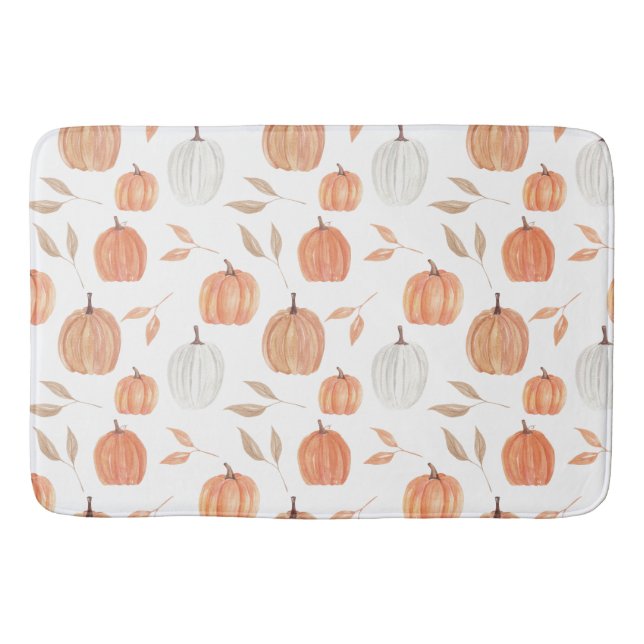 Fall Pumpkins & Leaves Bath Mat (Front)