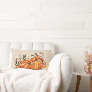 Fall Pumpkins Leaves Lumbar Cushion