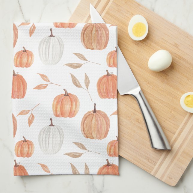 Fall Pumpkins & Leaves Tea Towel (Quarter Fold)