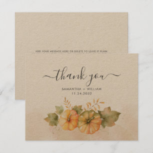 Fall Pumpkins Leaves Wedding Thank You Card