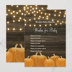 Fall Pumpkins & Lights Wishes for Baby Shower Game Invitation