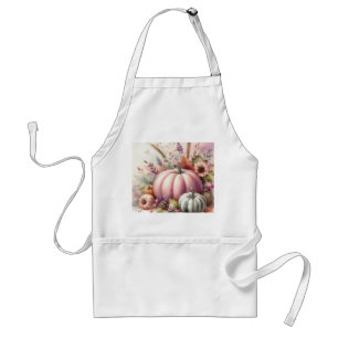 Fall pumpkins pastel colours watercolor painting standard apron