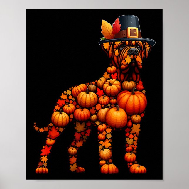 Fall Pumpkins Pug Shape Cane Corso Cute Shape Than Poster (Front)