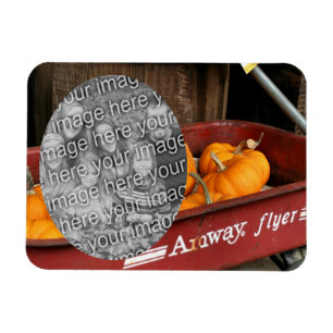 Fall Pumpkins Red Wagon Add Your Photo Magnet