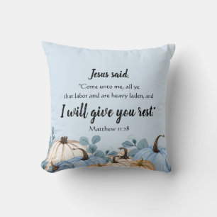 Fall Pumpkins Rest Scripture Cushion