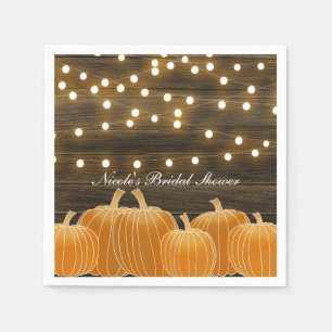 Fall Pumpkins & String Lights Rustic Bridal Shower Napkin