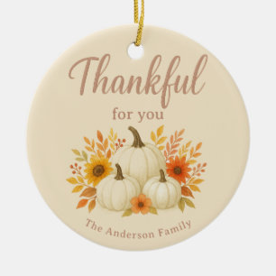 Fall Pumpkins & Sunflowers   Elegant Thanksgiving Ceramic Tree Decoration