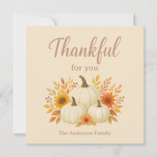 Fall Pumpkins & Sunflowers   Elegant Thanksgiving Holiday Card