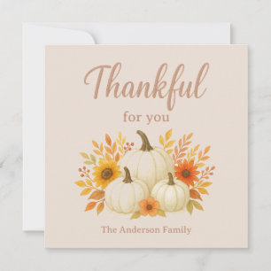 Fall Pumpkins & Sunflowers   Elegant Thanksgiving Holiday Card