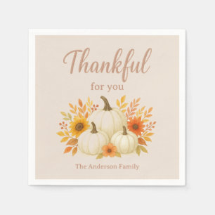 Fall Pumpkins & Sunflowers   Elegant Thanksgiving Napkin