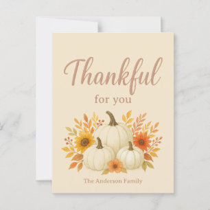 Fall Pumpkins & Sunflowers   Elegant Thanksgiving Postcard