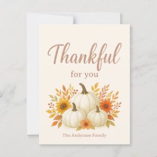 Fall Pumpkins & Sunflowers Elegant Thanksgiving Postcard