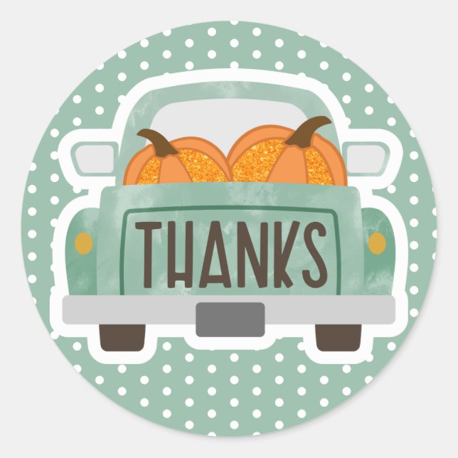 Fall Pumpkins Thank You Stickers (Front)