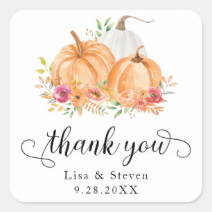 Fall Pumpkins Thank You Wedding Stickers