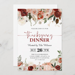 Fall Pumpkins Thanksgiving Dinner  Invitation