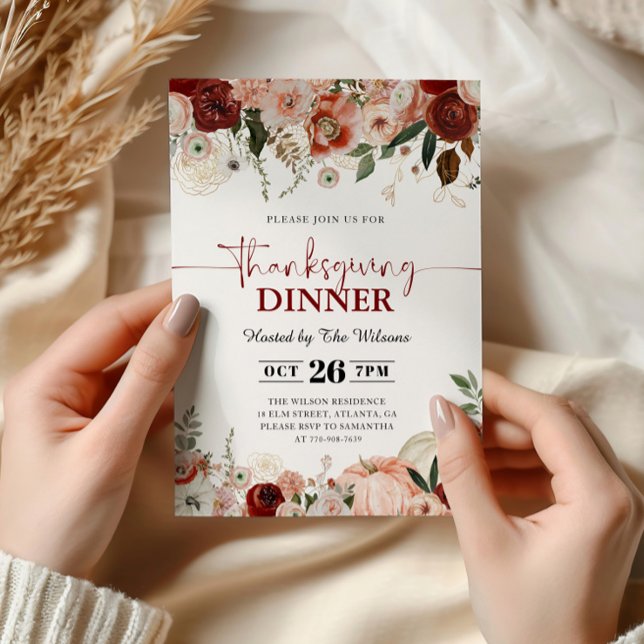 Fall Pumpkins Thanksgiving Dinner  Invitation (Creator Uploaded)