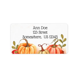 Fall Pumpkins Watercolor Pretty Autumn  Label