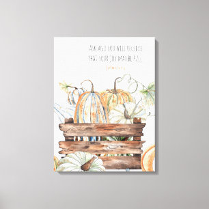 Fall Pumpkins With Bible Verse Canvas Print