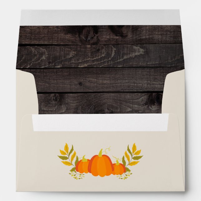 Fall Pumpkins Wood Return Address Envelopes (Back (Bottom))