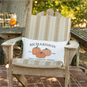 Fall Pumpkins Year Established and Family Name Lumbar Cushion