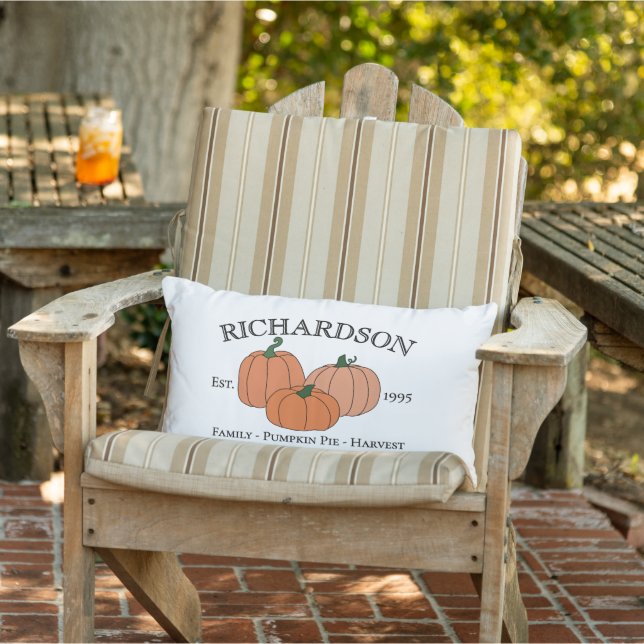 Fall Pumpkins Year Established and Family Name Lumbar Cushion (Chair)