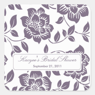 Fall Purple Floral Bridal Shower Sticker